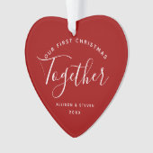 Eerste Kerstmis Together Red Heart Couples Name Ornament (voorkant)