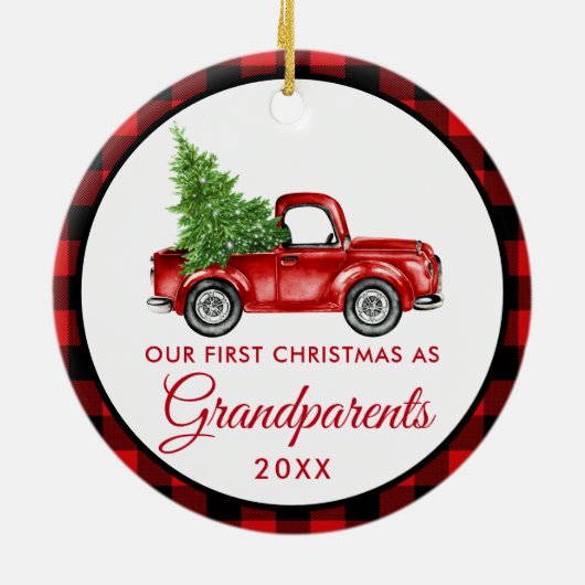 Eerste Kerstmis  Trauck Pset Keramisch Ornament (Achterkant)