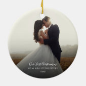 Eerste Kerstmis Trouwdag Foto Kalligrafie Keramisch Ornament (Achterkant)