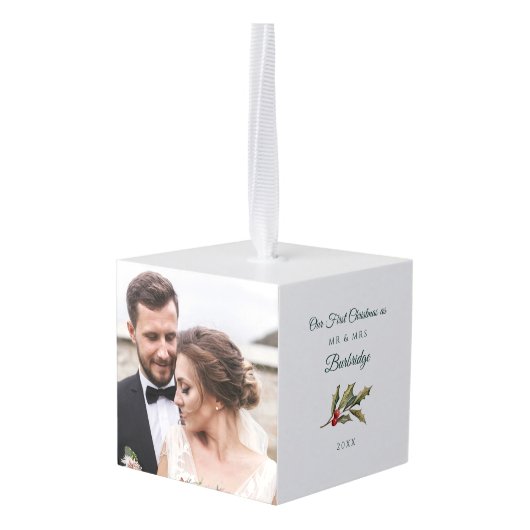 Eerste Kerstmis Trouwdag Foto's Vakantie Decoratie (Achter hoekig)