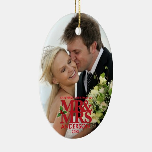 Eerste Kerstmis trouwde Foto Ornament MR en MRS. (Rechts)