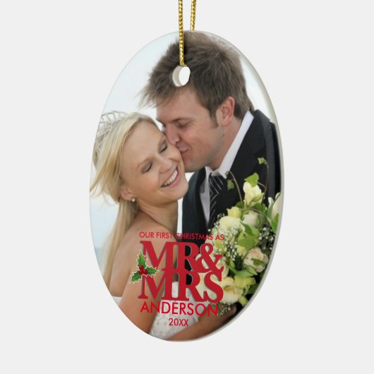 Eerste Kerstmis trouwde Foto Ornament MR en MRS. (Links)