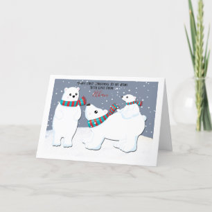 Eerste Kerstmis Twee Moms Gay Polar Beer Familie Feestdagen Kaart