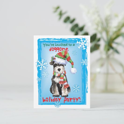 Eerste Kerstmis Uitnodiging Schnauzer (Staand voorkant)