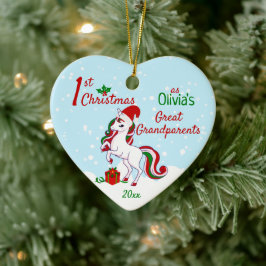 Eerste Kerstmis Unicorn als grote grootouders Keramisch Ornament
