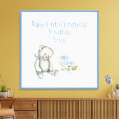 Eerste Kerstmis van baby - Aangepaste blauwe keepo Canvas Afdruk (Insitu (Woonkamer))