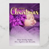 Eerste Kerstmis van baby Folie Feestdagenkaart (Voorkant)