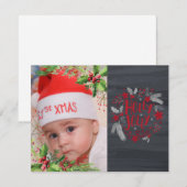 Eerste Kerstmis van baby, Holly Berries,Foto Feestdagenkaart (Voorkant / Achterkant)