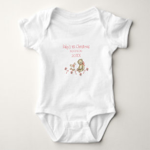 Eerste Kerstmis van baby Personaliseert Roze Romper