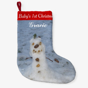 Eerste Kerstmis van baby Snowman Persoonlijke naam Kleine Kerstsok
