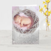 Eerste Kerstmis van baby's Zachte avond - DE FOTO  Kaart (Gele Bloem)