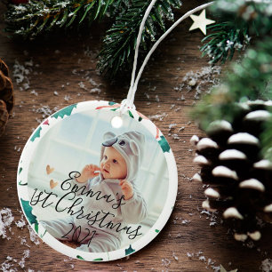 Eerste Kerstmis van de aangepaste baby Kerstmis Keramisch Ornament