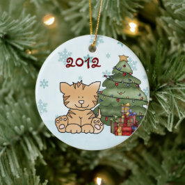 Eerste Kerstmis van de aangepaste Cute Kitty Baby Keramisch Ornament