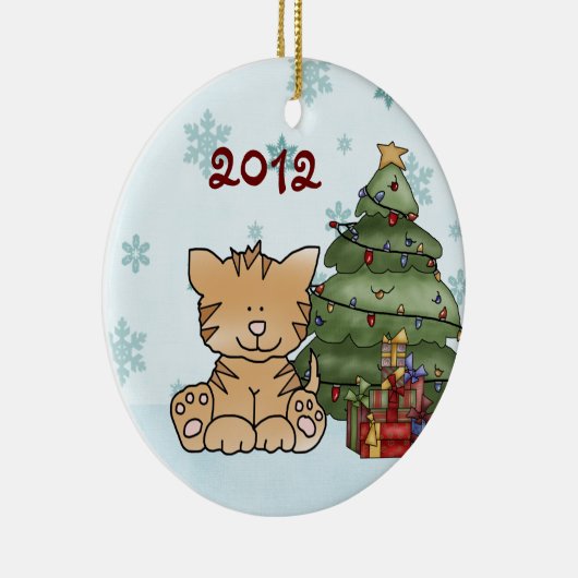 Eerste Kerstmis van de aangepaste Cute Kitty Baby Keramisch Ornament (Rechts)