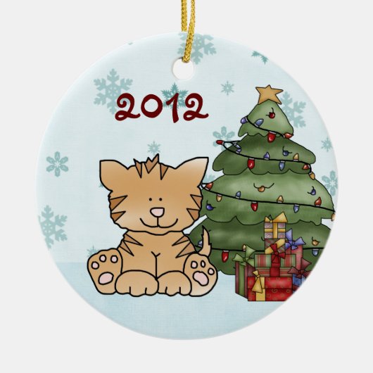 Eerste Kerstmis van de aangepaste Cute Kitty Baby Keramisch Ornament (Voorkant)