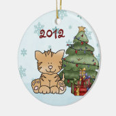 Eerste Kerstmis van de aangepaste Cute Kitty Baby Keramisch Ornament (Links)