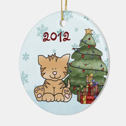 Eerste Kerstmis van de aangepaste Cute Kitty Baby Keramisch Ornament (Links)