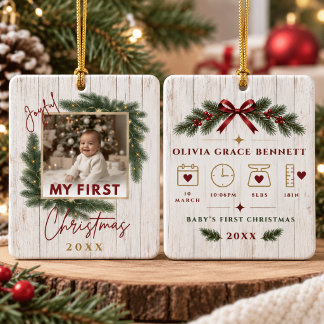 Eerste kerstmis van de baby - aangepaste foto gebo keramisch ornament