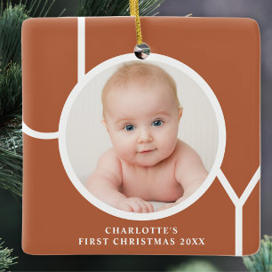 Eerste kerstmis van de baby Aangepaste foto terrac Keramisch Ornament