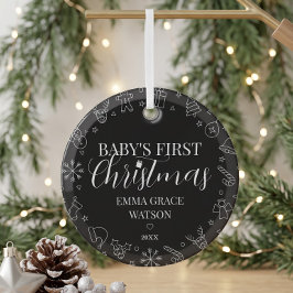 Eerste kerstmis van de baby aangepaste naam aanden glas ornament
