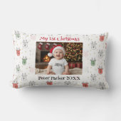 Eerste kerstmis van de baby Aangepaste naam foto r Kussen (Voorkant)