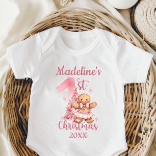 Eerste kerstmis van de baby aangepaste naam peperk romper