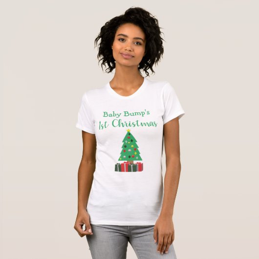 Eerste Kerstmis van de baby Bump T-shirt (Voorkant volledig)
