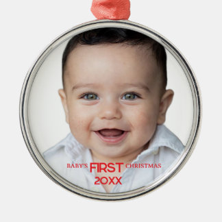 Eerste kerstmis van de baby Gepersonaliseerd Metalen Ornament