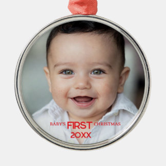 Eerste kerstmis van de baby gepersonaliseerd metalen ornament