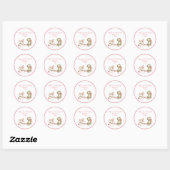 Eerste Kerstmis van de baby Gepersonaliseerde Roze Ronde Sticker (Vel)