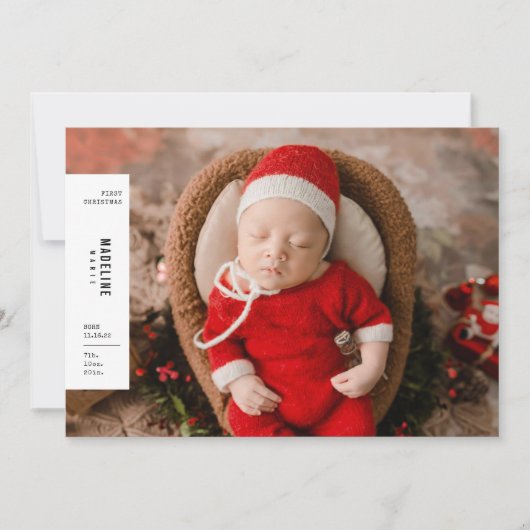 Eerste kerstmis van de baby minimalistische esthet feestdagenkaart (Voorkant)