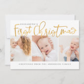 Eerste Kerstmis van de Baby Modern Eenvoudig Chic  Feestdagenkaart (Voorkant)