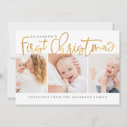 Eerste Kerstmis van de Baby Modern Eenvoudig Chic  Feestdagenkaart (Voorkant)