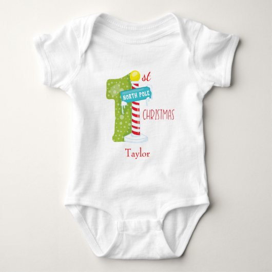 Eerste Kerstmis van de baby Noordpool Thema Romper (Voorkant)
