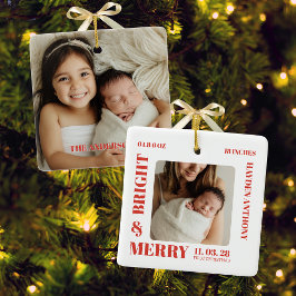 Eerste Kerstmis van de Baby Rode Foto Prettig & Fe Keramisch Ornament