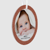 Eerste kerstmis van de baby terracotta foto-aanden ornament (voorkant)