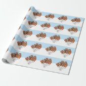 Eerste kerstmis van de beer als een gezin van 3 cadeaupapier (Uitgerold)