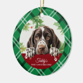 Eerste Kerstmis van de Duitse Staande Hond Keramisch Ornament (Links)