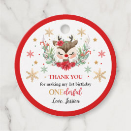 Eerste Kerstmis van de eerste verjaardag Rode wint Bedankjes Labels