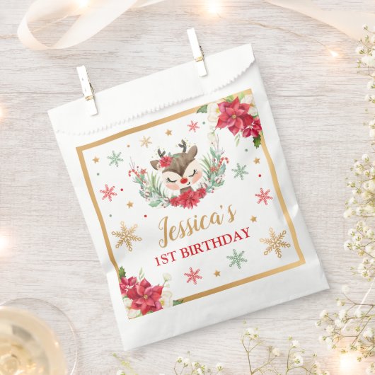 Eerste Kerstmis van de eerste verjaardag Rode wint Bedankzakje (Geknipt)