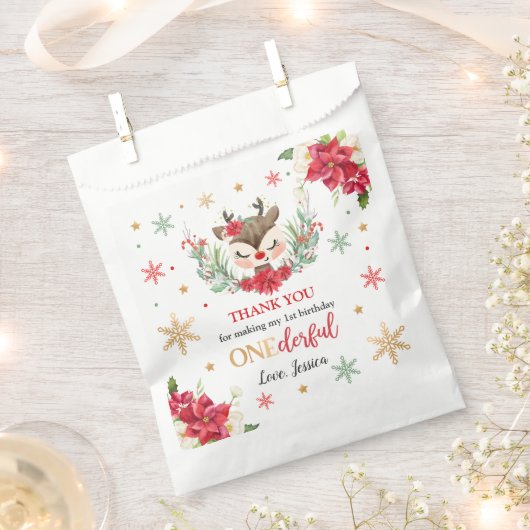 Eerste Kerstmis van de eerste verjaardag Rode wint Bedankzakje (Geknipt)