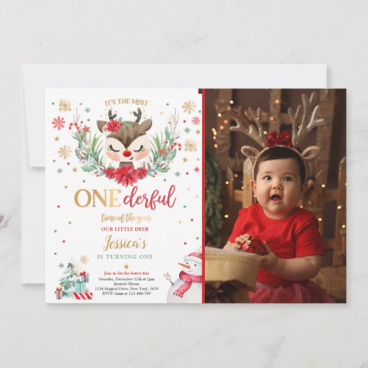 Eerste Kerstmis van de eerste verjaardag Rode wint Kaart (Voorkant)