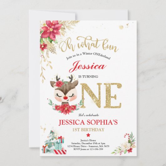 Eerste Kerstmis van de eerste verjaardag Rode wint Kaart (Voorkant)