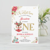 Eerste Kerstmis van de eerste verjaardag Rode wint Kaart (Staand voorkant)