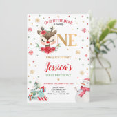 Eerste Kerstmis van de eerste verjaardag Rode wint Kaart (Staand voorkant)