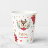 Eerste Kerstmis van de eerste verjaardag Rode wint Papieren Bekers (Voorkant)