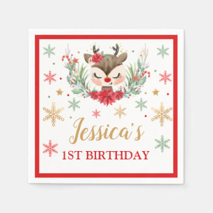 Eerste Kerstmis van de eerste verjaardag Rode wint Servet