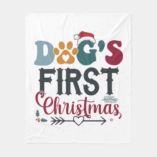 Eerste Kerstmis van de hond Fleece Deken (Voorkant)