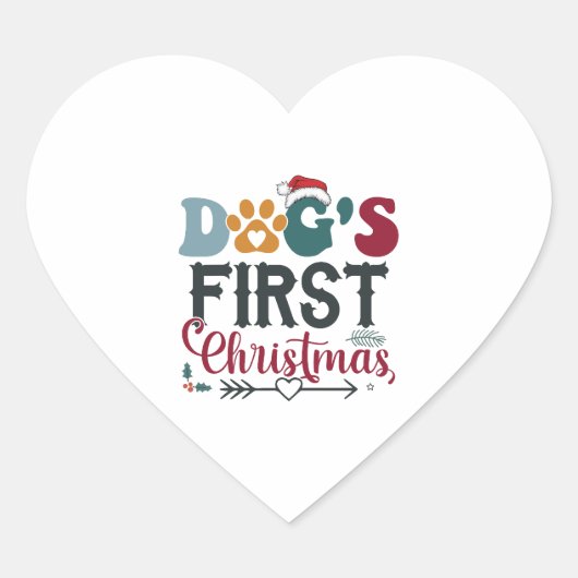 Eerste Kerstmis van de hond Hart Sticker (Voorkant)