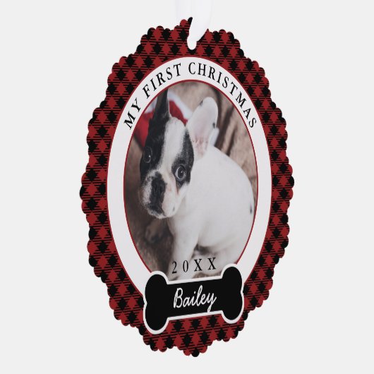 Eerste Kerstmis van de hond Ornament Kaart (Rechts)